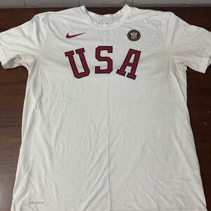 Nike White and Red Team USA Short Sleeve Tee
